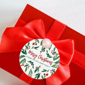 Étiquettes Cadeau Beau Red Green Holly Berry Custom Christmas