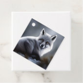 Étiquettes Cadeau Beau renard argenté (En situation)