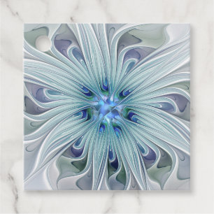 Étiquettes Cadeau Beauté florale Abstraite Fleur bleue moderne perso