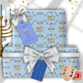 Étiquettes-cadeau Beautiful Elegant Blue Hanukkah Menorah