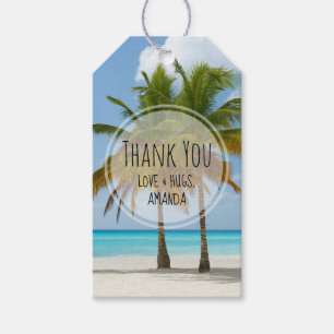 Étiquettes-cadeau Beaux palmiers sur une plage tropicale