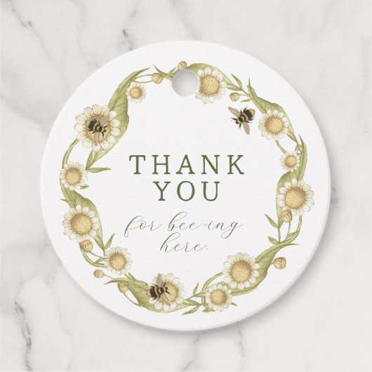 Étiquettes Cadeau Bébé à Bee Daisy Fleur sauvage (Devant)