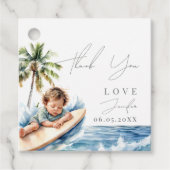 Étiquettes Cadeau Bébé à bord, Baby shower de surf (Devant)