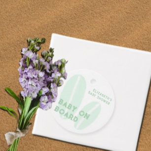 Étiquettes Cadeau Bébé à bord du Baby shower d'aquarelle surf Beach