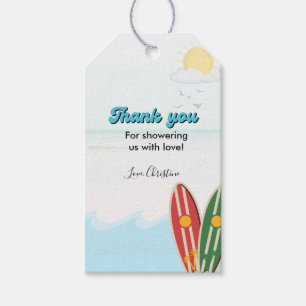 Étiquettes-cadeau Bébé à bord du baby shower de plage merci