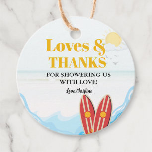 Étiquettes Cadeau Bébé à bord du baby shower de plage merci