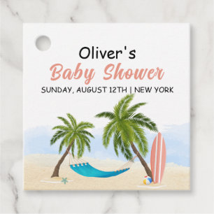 Étiquettes Cadeau Bébé À Bord Du Baby shower De Surf De Plage