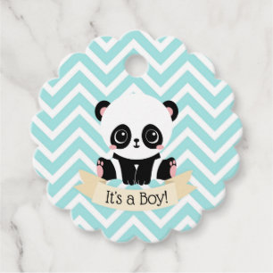 Étiquettes Cadeau Bébé adorable Baby shower bleu Panda