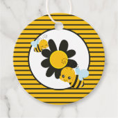 Étiquettes Cadeau Bébé Bee Baby shower Party stripé (Devant)