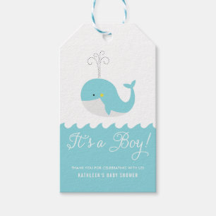 Étiquettes-cadeau Bébé Bleu Cute Baleine C'est un Baby shower de g