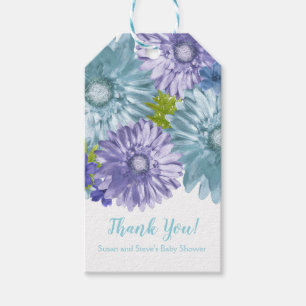 Étiquettes-cadeau Bébé Bleu En Fleur Brunch Douche