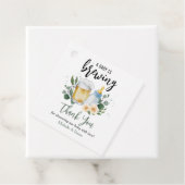 Étiquettes Cadeau Bébé brasse du Merci de Baby shower vert (En situation)