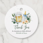 Étiquettes Cadeau Bébé brasse du Merci de Baby shower vert (Devant)