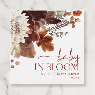 Étiquettes Cadeau Bébé Brown Bourgogne Dans Le Baby shower Floral Fl