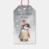 Étiquettes-cadeau Bébé C'est froid dehors vacances de pingouin (Devant)