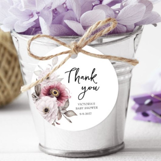 Étiquettes Cadeau Bébé dans le Baby shower en fleur