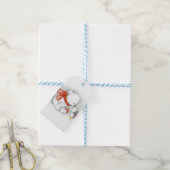 Étiquettes-cadeau Bébé de Noël Ours polaire Baiser Oiseau (Avec de laficelle)