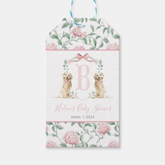 Étiquettes-cadeau Bébé doux Chien Baby shower Drapeau (Devant)