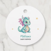Étiquettes Cadeau Bébé Dragon Mignon (Devant)