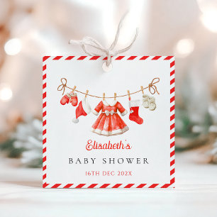 Étiquettes Cadeau Bébé du Père Noël rouge Baby Shower