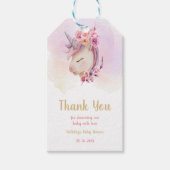 Étiquettes-cadeau Bébé Editable Merci fille avec floral (Devant)