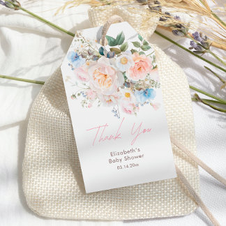 Étiquettes-cadeau Bébé En Fleur Baby shower rose Floral