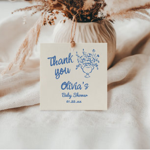 Étiquettes Cadeau Bébé En Fleur Bleu Main Tirée Baby shower Floral
