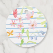 Étiquettes Cadeau Bébé en Fleur Bleu Whimsical Tnank vous (Dos)