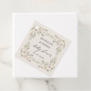 Étiquettes Cadeau bébé en fleur d'ivoire baby shower fleuri