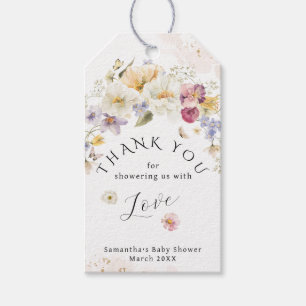 Étiquettes-cadeau Bébé en fleur Fleur sauvage Baby shower rustique