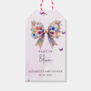 Étiquettes-cadeau Bébé en fleur Fleur sauvage Bow Girl Baby shower