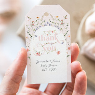 Étiquettes-cadeau Bébé en Fleur Fleur sauvage Fille Baby shower rose