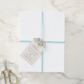 Étiquettes Cadeau Bébé en Fleur Rose Foncé Floral (Avec de laficelle)