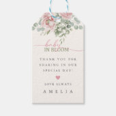 Étiquettes Cadeau Bébé en Fleur Rose Foncé Floral (Devant)