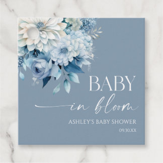Étiquettes Cadeau Bébé en Fleur Saupoudré Bleu Floral Baby Shower