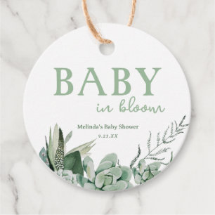 Étiquettes Cadeau Bébé en fleur Succulent