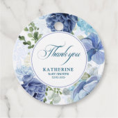 Étiquettes Cadeau Bébé en fleurs aquarelle baby shower bleu fleuri (Devant)