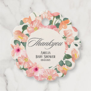 Étiquettes Cadeau Bébé en fleurs baby shower chic fleuri Merci