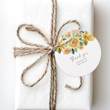 Bébé en fleurs jaune floral rond merci