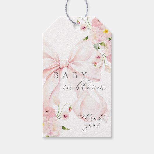 Étiquettes-cadeau Bébé en fleurs rose (Devant)