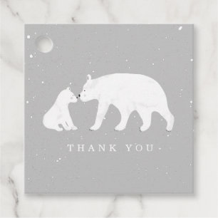 Étiquettes Cadeau Bébé Et Mama Ours Polaire Hiver Baby shower Gris