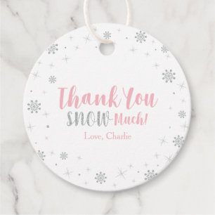 Étiquettes Cadeau Bébé Fille Hiver Merveilleux Argent et Rose Baby S