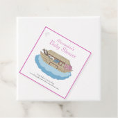 Étiquettes Cadeau Bébé fille rose Noah's Ark Baby shower Invitation (En situation)