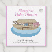 Étiquettes Cadeau Bébé fille rose Noah's Ark Baby shower Invitation (Dos)