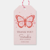 Étiquettes-cadeau Bébé Fille rose Papillon Baby shower Balises cadea (Dos)