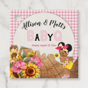 Étiquettes Cadeau Bébé Fille Tournesol Rose Vichy Bébé Q BBQ