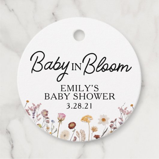 Étiquettes Cadeau bébé fleur sauvage en fleurs (Devant)