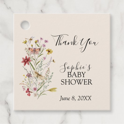 Étiquettes Cadeau Bébé Fleur sauvage Whimsical En Fleur (Devant)
