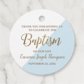 Étiquettes Cadeau Bébé garçon bleu moderne baptême merci (Dos)