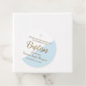 Étiquettes Cadeau Bébé garçon bleu moderne baptême merci (En situation)